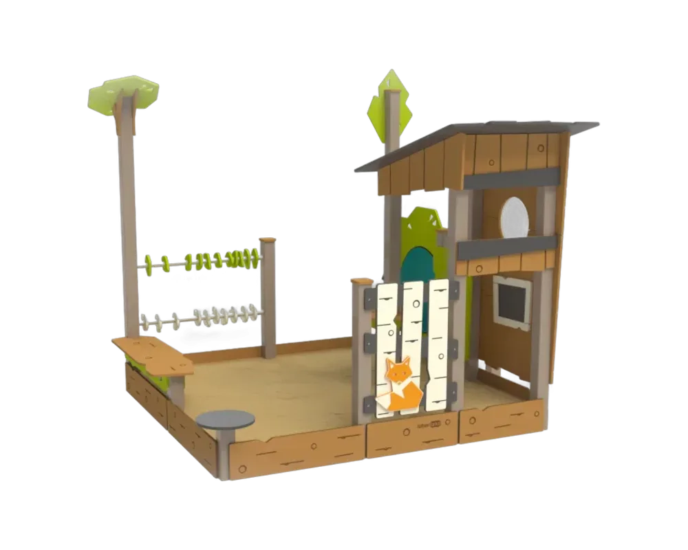 Forest sandbox with bird hide