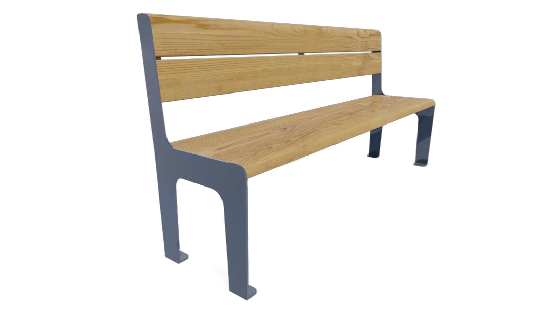 View full screen Bench with backrest on metal legs