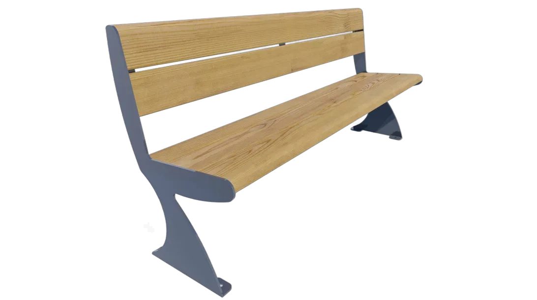 View full screen Bench with backrest on metal legs