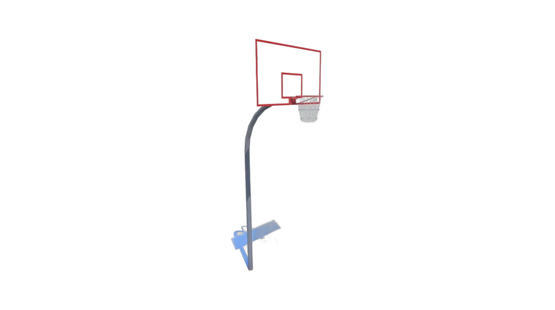 Basketball unit with backboard and metal net